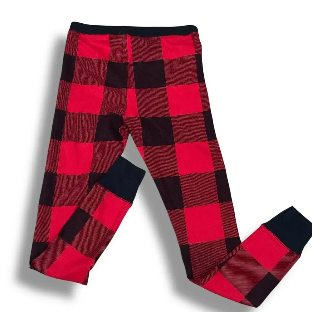 Old Navy Kids S Red Buffalo Plaid Thermal Leggings Bottoms Match the Fam Pants